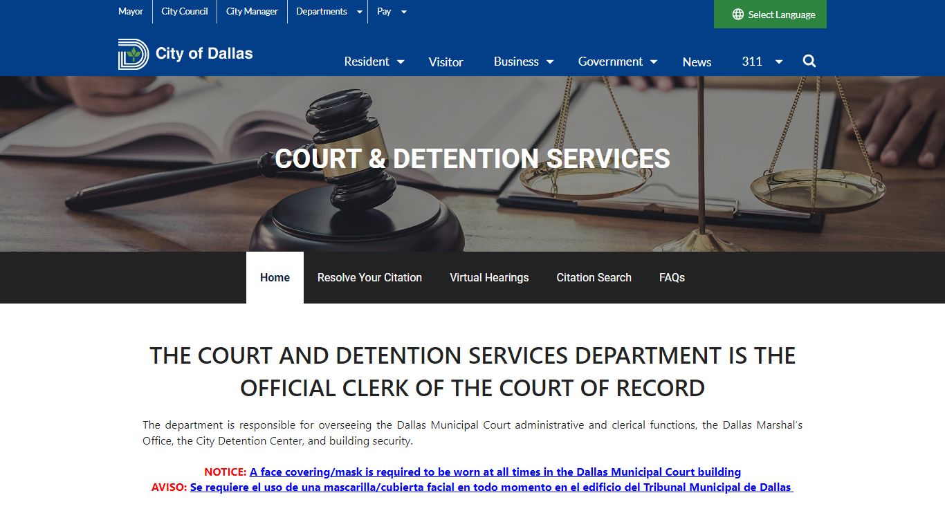 Court & Detention Services Court & Detention Services - Dallas City Hall